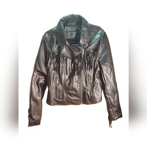 Rue 21 Faux Leather Boker Jacket with Fringe Women's X-large Black NWT